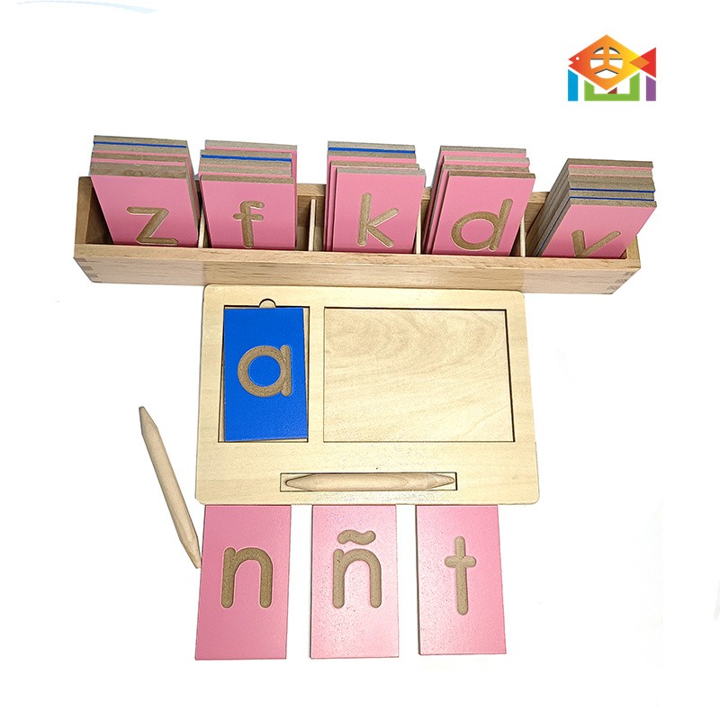 Mini groove letters lower case(28 letters,1 wooden box,1 sand tray,2 stylus)