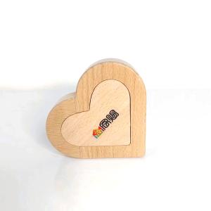 Wooden heart-shaped ring box